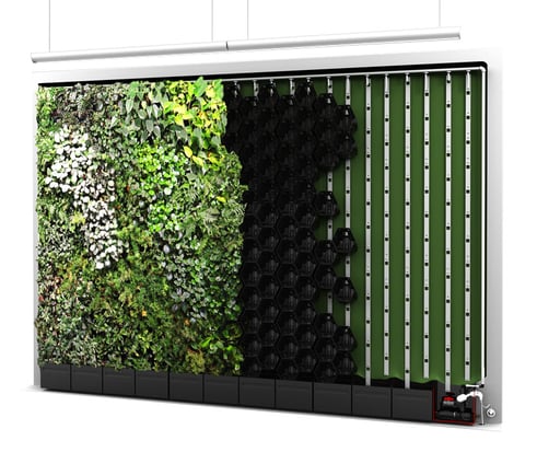 A greenwall halfway through being built 