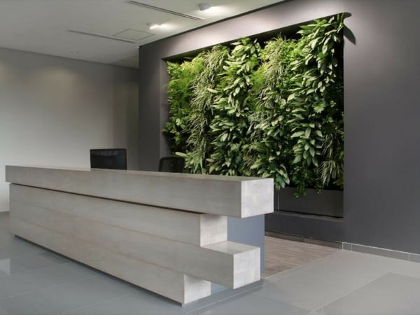 office with vertical garden reception